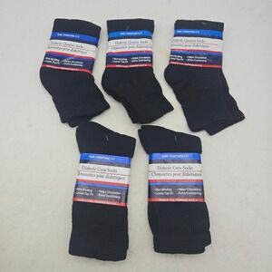 Greenbrier Diabetic Quarter & Crew Socks Sz 9-11 Black USA Made NEW 5 Pairs